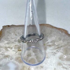 Ann Tailor Silver Tone Sparkling Rhinestones Ring Size 8